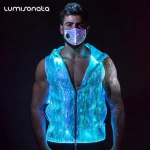 LED Colorful Luminous Vest Baseball Jacket DJ Singer Dancer Stage Costume Vest - Picture 1 of 14