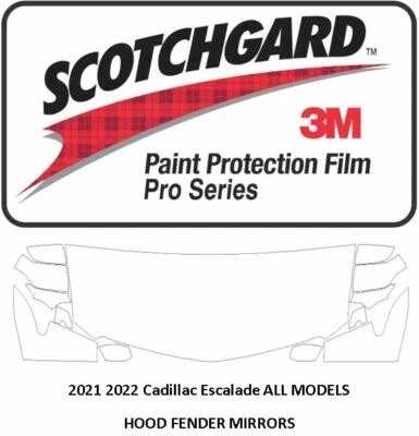 3M SCOTCHGARD PRO Paint Protection 2021+ Cadillac Escalade Hood Fender Mirrors - Image 1 of 3
