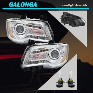 Fit For 11-14 Chrysler 300 Headlight Replacement LH+RH Halogen Chrome Housing - Picture 1 of 10