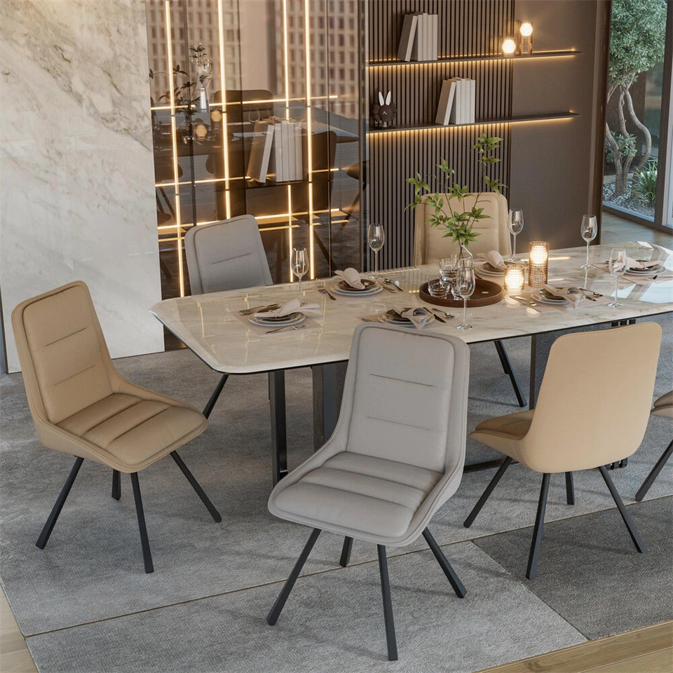 2x Large Swivel Dining Chairs Upholstered Seat Sturdy Metal Legs Computer Chairs - Image 1 of 4