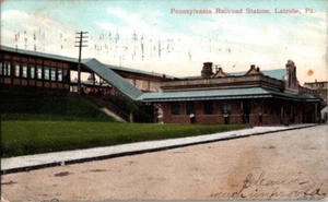 Pennsylvania Railroad Station  Latrobe PA 1907 Vintage Postcard posted - Picture 1 of 2