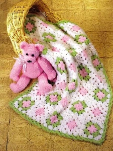 ADORABLE Flowers & Bears in the Dell/Afghan/Crochet Pattern INSTRUCTIONS ONLY - Picture 1 of 1