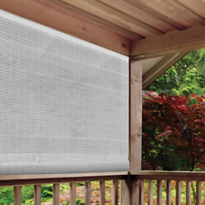 Manual Roll-Up Sun Shade 96 in.x 72 inch White Cordless Light Filtering UV PVC