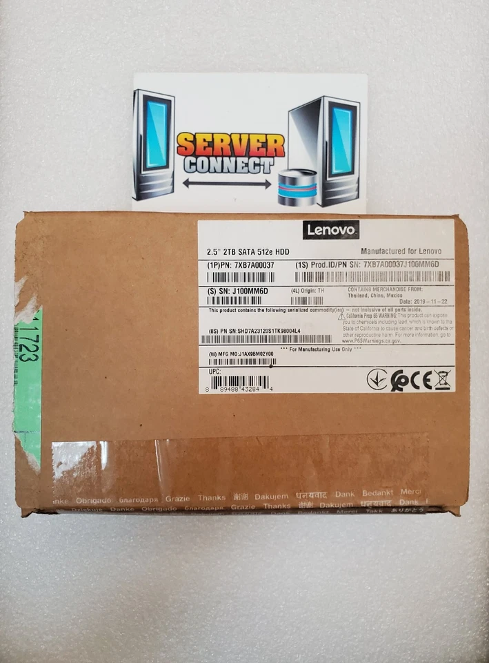 -- NEW IN BAG --7XB7A00037 LENOVO 2TB 10K 2.5" 12G SATA 512e G4HS HDD -- 00YK026 - Image 1 of 1