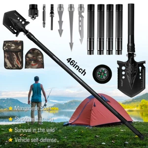Military Folding Shovel Survival Tactical Emergency Camping Garden Hiking Spade - Picture 1 of 34