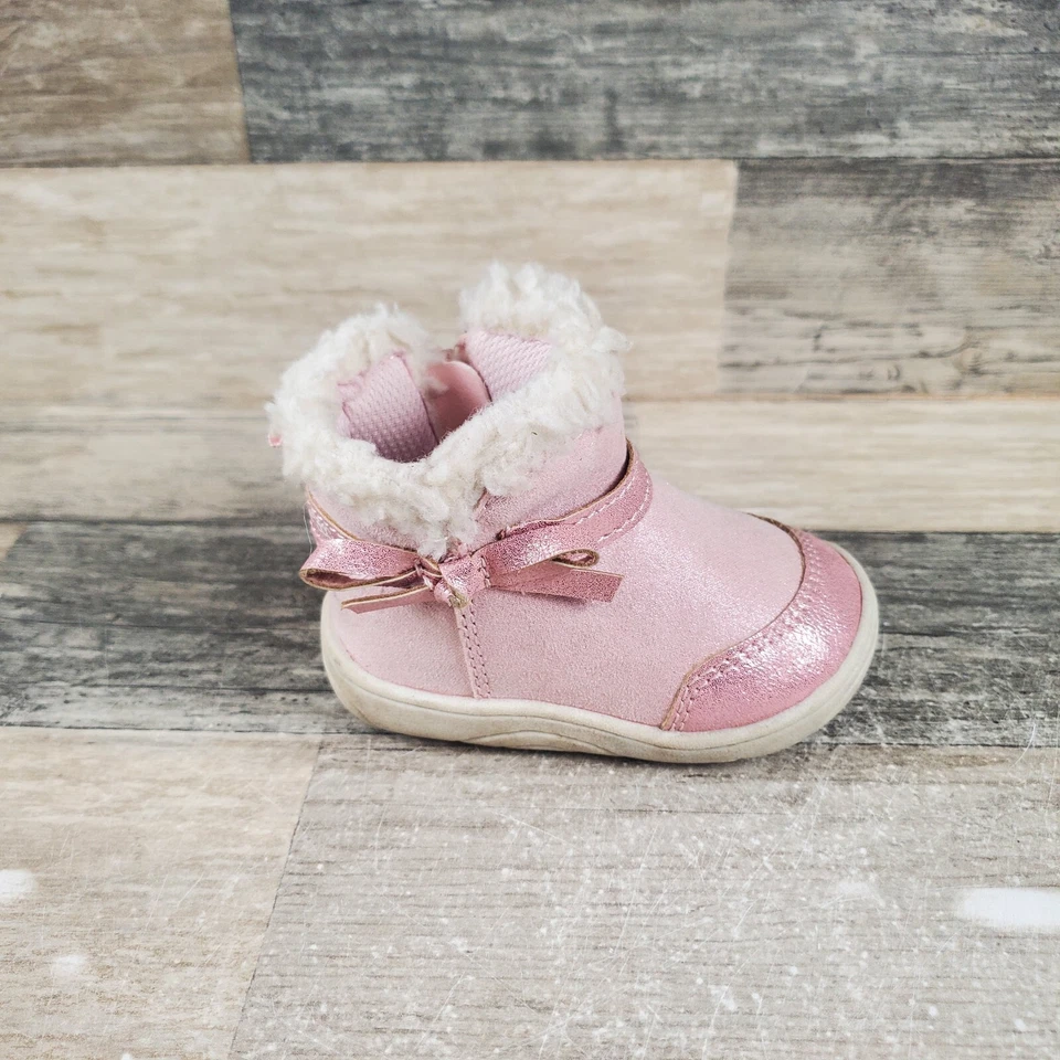 Stride Rite 360 Zina First Walking Bootines Niños Talla 3 M Rosa Cremallera Lateral Botín Foto 1 de 4