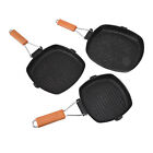 20/24/28cm Foldable Non-Stick Griddle Grill Pan With Wooden Handle For Kitchen