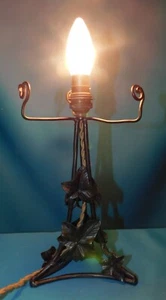 ANCIEN PIED DE LAMPE EN FER FORGE MOTIF FEUILLES DE VIGNE 30's. POUR DAUM MULLER - Imagen 1 de 13