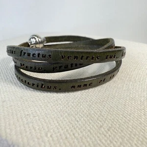 Amen Ava Maria Leather Wrap Bracelet Magnetic Closure Religious Christian - Picture 1 of 7