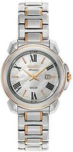 Seiko Premier Ladies Solar Watch Two Tone Stainless Steel SUT322 - Picture 1 of 1