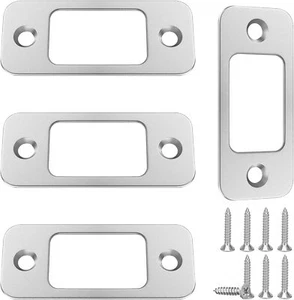 GUKBIAY 4Pcs Satin Nickel Deadbolt Strike Plate 1" x 2-1/4" Door Silver - Picture 1 of 3