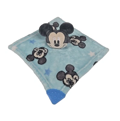 Disney Baby Mickey Mouse Blue Stars Lovey Plush Security Blanket Teether 11 Inch - Image 1 of 4