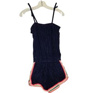 Gap Kids Romper Terry Cloth Sleeveless Navy Rainbow Trim Summer Girl XL - Picture 1 of 8
