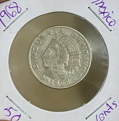 1968 MEXICO 50 CENTAVOS Mexican Coin - Imagem 1 de 2