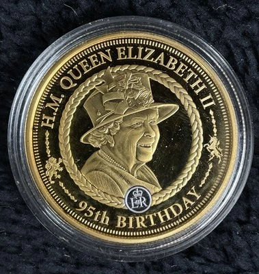 Queen Elizabeth II 95th Birthday 24k Gold Plated Proof Coin Bradford Exchange - Image 1 of 2