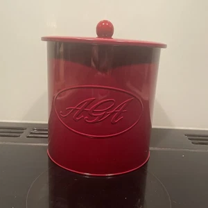AGA Cookshop Vintage Biscuit Barrel Tin Cookie Storage Jar Red - Picture 1 of 11