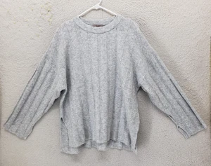 H&M Sweater Womens Medium Gray Ribbed Wool Blend Pullover Long Sleeve Cozy Soft - Picture 1 of 18
