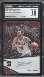 2023 Panini Donruss Optic Fast Break Zach LaVine Gem Mint CGC 10 10 Auto - Bild 1 von 1