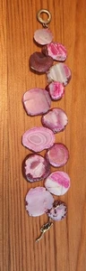 Vintage Barse Sliced Pink Agate Quartz Bracelet 7.5 in. toggle - Picture 1 of 5