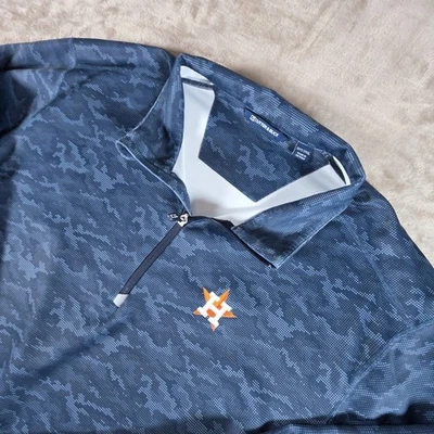 Cutter & Buck Astros Mens Navy Camouflage Long Sleeve 1/4 Zip Pullover 2XT Camo - Image 1 of 4