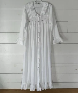 Hopeless Romantic Trading Co gesmoktes Nachthemd Rüschenkragen lang weiß Gr. M - Bild 1 von 10