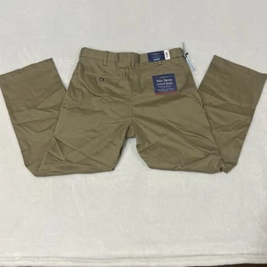 Croft & Barrow Stretch Khaki Pants Men 34x30 Tan Beige No Iron Classic Fit NWT - Picture 1 of 13