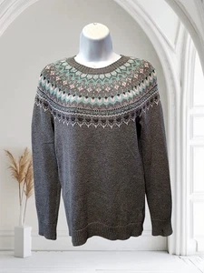 Croft & Barrow taglia S maglione donna pullover girocollo, grigio con multicolore. C-4 - Foto 1 di 9