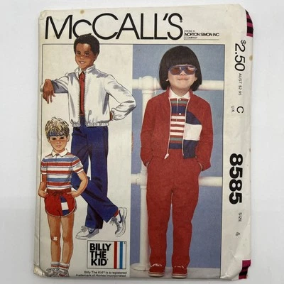 McCall’s 8585 Children’s Jacket Shirt Pants Shorts Billy The Kid Size 4 Uncut - Image 1 of 3
