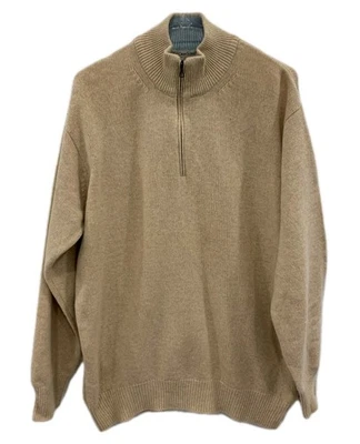 Gran Sasso Men’s XL Wool Cashmere Quarter Zip Sweater Beige Made in Italy #51 - Image 1 of 4