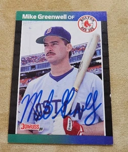 Tarjeta de béisbol autografiada por Mike Greenwell 1989 Donruss #186 Boston Red Sox Decd - Imagen 1 de 2