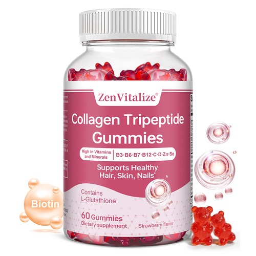 glutathione with multivitamins Nature Glow Glutathione Collagen - Strawberry Flavor, 60 Chewable Gummies