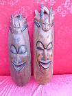 2 beautiful, old wooden mask __Africa__ sculpted, tw.bemalt __70-65cm_