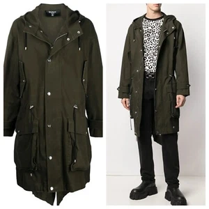 Balmain Logo Zip Button Unlined Cotton Military Jacket in Green Parka Men’s 52 - Picture 1 of 16
