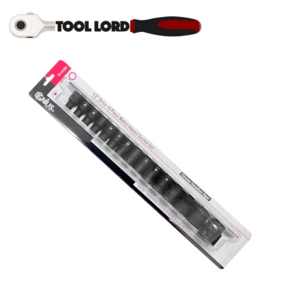 Genius Tools 15 Piece 1/2" Drive Metric Impact Socket Set Rail 10-30mm TF-415M - image 1 of 4