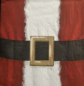 TWO Individual Paper LUNCHEON Decoupage Napkins - SANTA'S BELT CHRISTMAS /Art - Picture 1 of 3