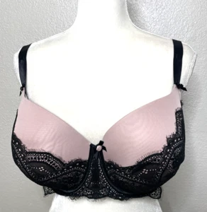 Cacique BH Gr. 42 DDD Boost Balconette rosa schwarz Spitze Bügel F Lane Bryant - Bild 1 von 13