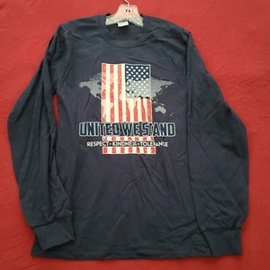 United We Stand USA Respect Kindness Tolerance Blue Port & Company Long T Shirt - Picture 1 of 4