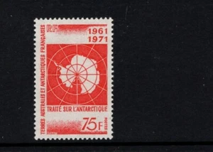 FSAT TAAF Antártico 1971 Tratado Antártico Mapa de la Antártida Sc 45 Estampillada sin montar o nunca montada - Imagen 1 de 1