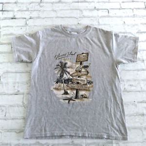 Galveston Island Boys T Shirt Youth Medium Gray Short Sleeve Crew Neck Beach - Picture 1 of 10