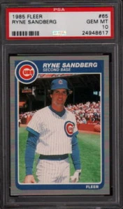 1985 FLEER # 65 RYNE SANDBERG ☆HALL OF FAME☆ CHICAGO CUBS ☆RARE☆ PSA 10 GEM-MINT - Picture 1 of 1