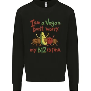 Im a Vegan My b12 Is Fine Funny Mens Sweatshirt Jumper - Picture 1 of 25