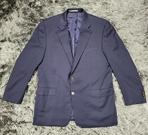 Hickey Freeman Blazer Suit Jacket Men's 44R Black Wool Cashmere Notch Lapel Flaw - Picture 1 of 21