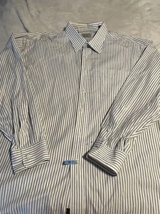 Gitman Bros Vtg Blue Stripe Button Down Long Sleeve Oxford Shirt Sz 17.5/34 - Picture 1 of 7