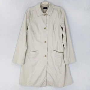 Brooks Brothers Jacket Womens 14 Cream 346 Button Front Lightweight Long Trench - Picture 1 of 11