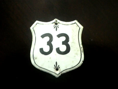 Vintage White/Black Enamel Porcelain House Home Motel Hotel Street Number 33 Cover
