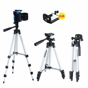 Universal Aluminum Portable Camera Tripod Stand with Phone Clip For Canon Nikon - Picture 1 of 11
