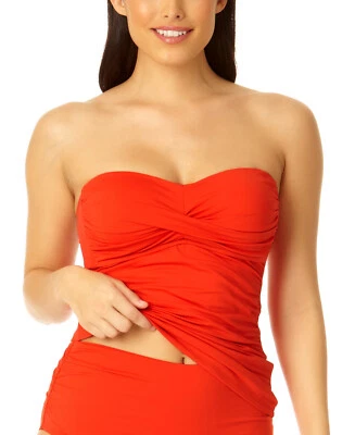 Camiseta Tankini Anne Cole Acanalada Frente Torcido Precio de venta sugerido por el fabricante $60 Talla XS # 30B 626 Blm Foto 1 de 4