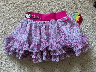 NWT Sz 5 Fun Tulle Pleated Layered Hello Kitty Girl Skirt Pink Floral 🌸 - Image 1 of 4