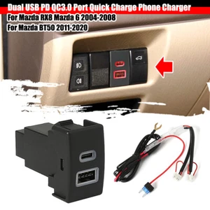 Enchufe cargador de coche USB PD QC3.0 ​Toma de corriente para Mazda RX-8 Mazda 6 Mazda 3 CX-7 BT50 - Imagen 1 de 6