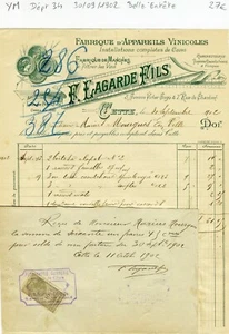 Dépt 34 - Cette (Sete) 3 Av Victor Hugo - Belle Entête Secteur Vinicole de 1902 - Bild 1 von 1